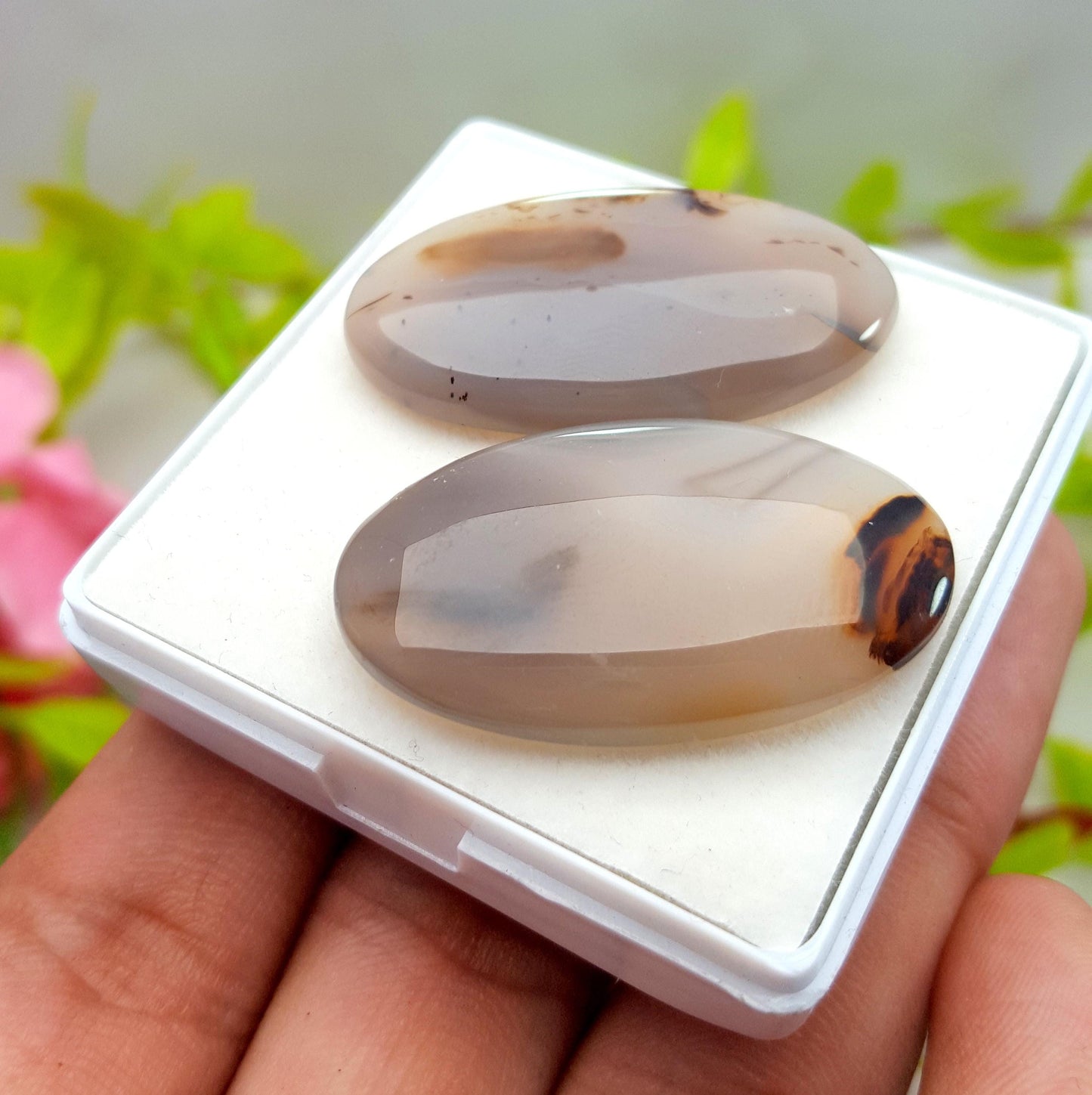 Montana Agate, Oval Smooth Cabochon Gemstone Lot, 71.70 Ct, Size-35x20x6mm TO 37X20X5mm,