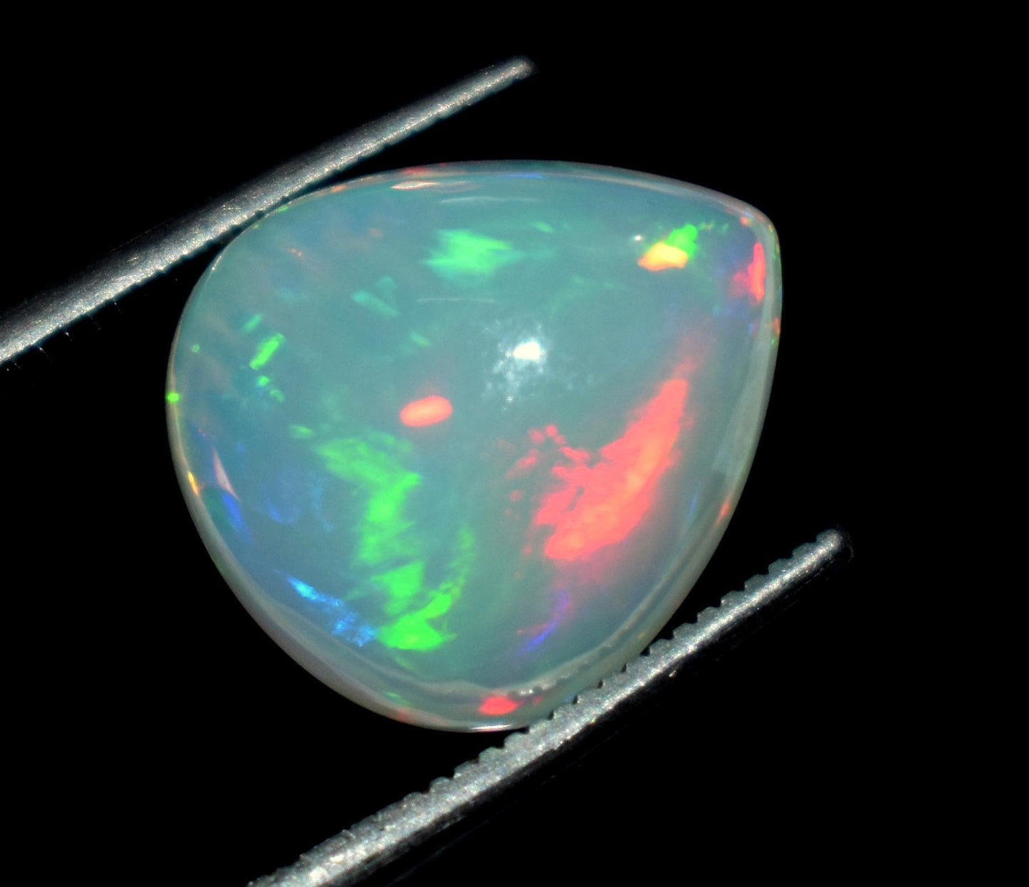 100% Natural Ethiopian Opal, Pear Welo Fire Cabochon Loose Gemstone, 4.20 Carat, Size-12x13.5x6.5mm, For Jewelry Making, Piece-1