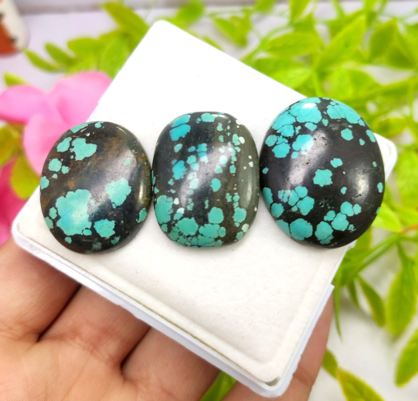 Turquoise, 100% Natural Tibetan Turquoise, Oval Smooth Cabochon Gemstone Lot, 89.30 Carat, Size-31x25x7mm To 26x21x5mm, For Jewelry Making,