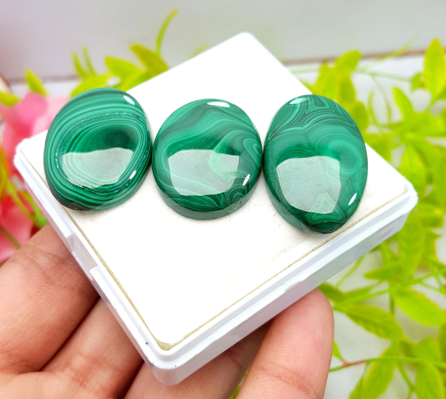 Natural Malachite, Oval Smooth Cabochon Gemstone Lot, 151.50 Carat, Size-33x20x6mm To 29x22x6mm,