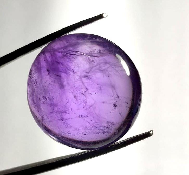 Amethyst, 100% Natural Purple Amethyst, Round Smoothies Cabochon Loose Gemstone, 24.40 Carat, Size-20x20x9mm, For Jewelry Making,