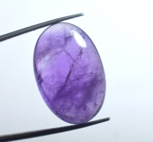 Purple Amethyst, Oval Smoothies Cabochon Loose Gemstone, 31.00 Carat, Size-17.5x26x9.5mm,