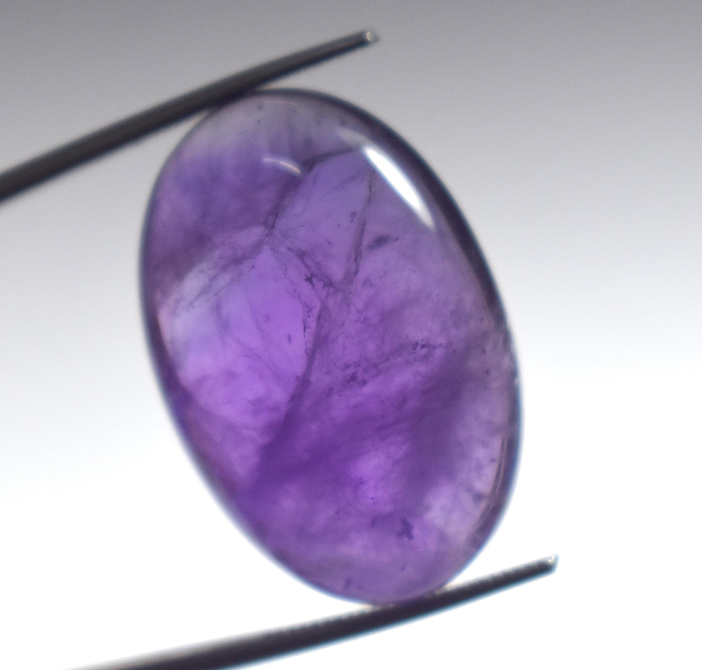 Purple Amethyst, Oval Smoothies Cabochon Loose Gemstone, 31.00 Carat, Size-17.5x26x9.5mm,