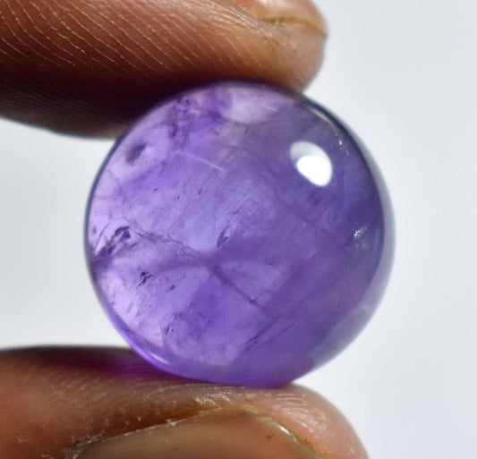 100% Natural Purple Amethyst, Round Smoothies Cabochon Loose Gemstone, 19.60 Carat, Size-18x18x9mm, For Jewelry Making,