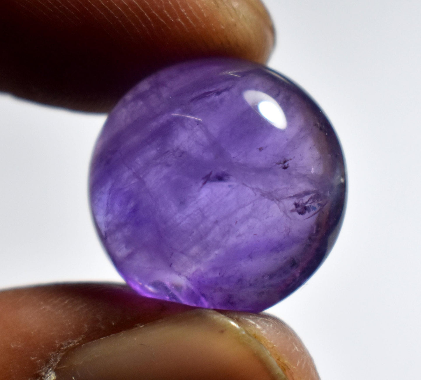 100% Natural Purple Amethyst, Round Smoothies Cabochon Loose Gemstone, 19.60 Carat, Size-18x18x9mm, For Jewelry Making,