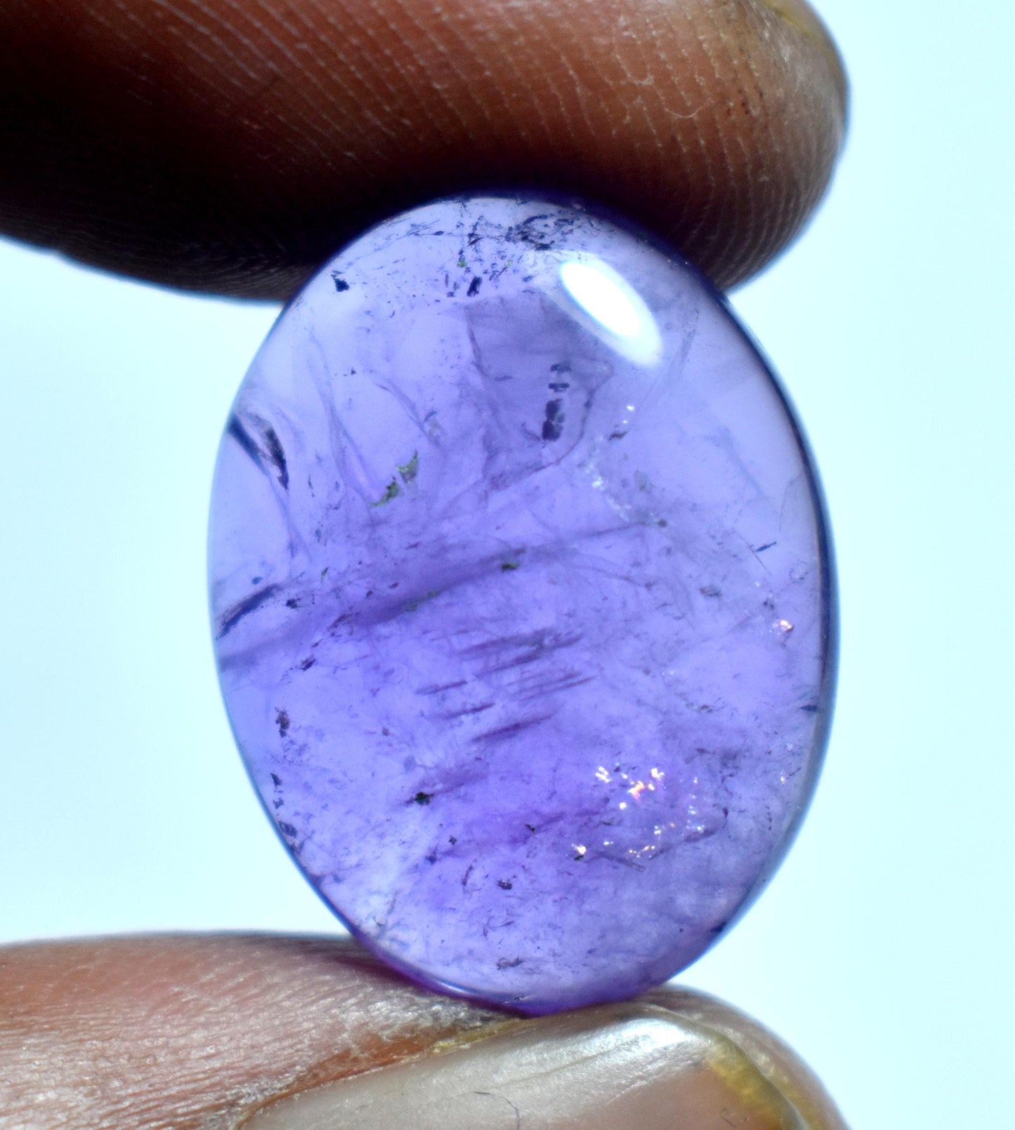 Amethyst, 100% Natural Purple Amethyst, Oval Smoothies Cabochon Loose Gemstone, 19.10 Carat, Size-15x20x6.5mm, For Jewelry Making,