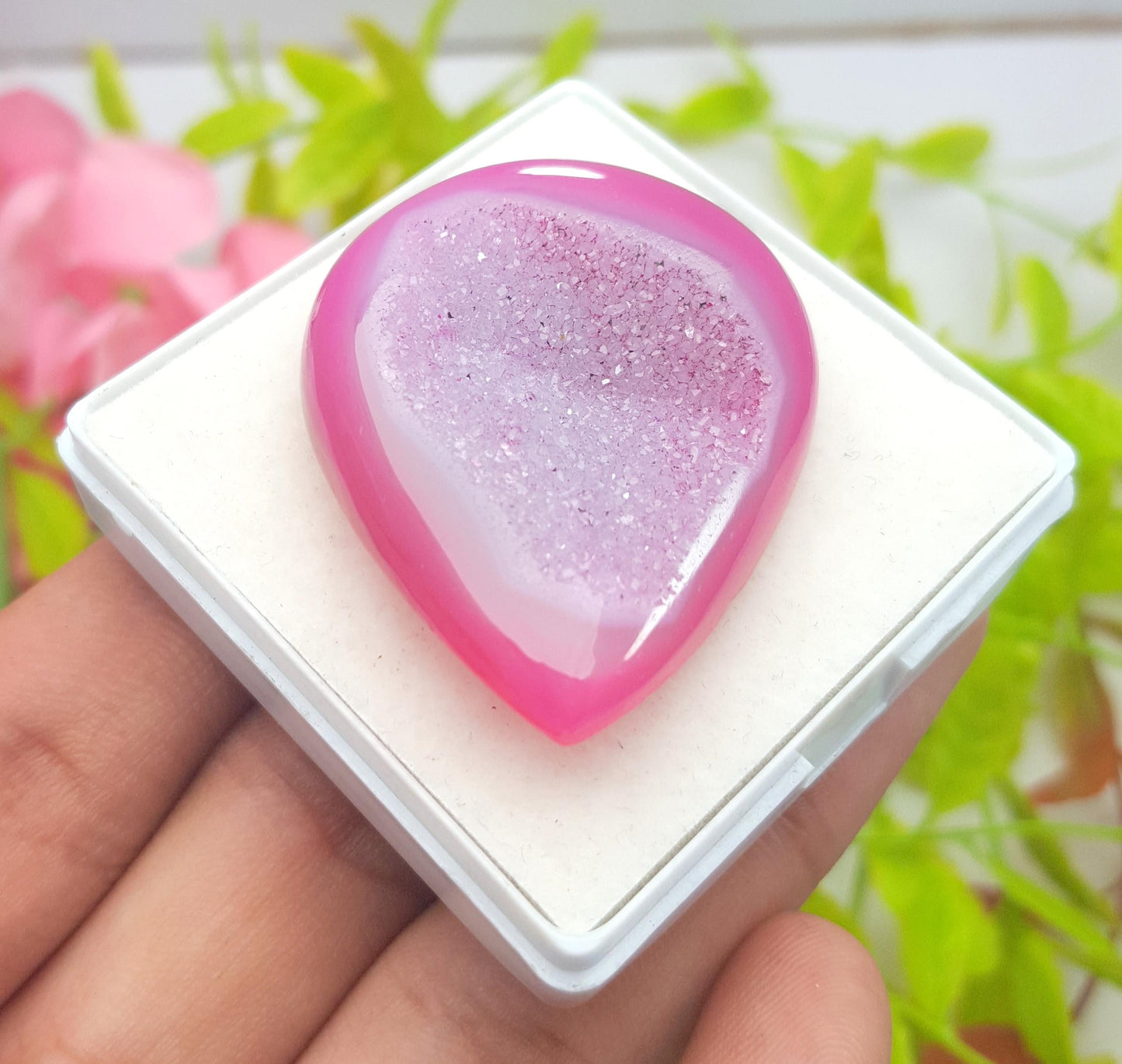 Agate, 100% Natural Pink Banded Agate, Pear Huge Size Cabochon Loose Gemstone, 102.50 Carat, Size-43x34x10mm, For Jewelry Making,