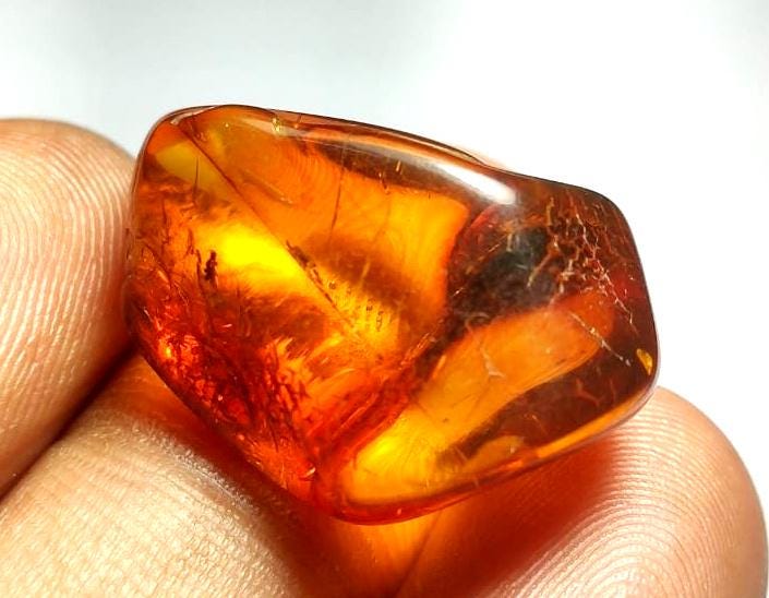 Amber, Natural Baltic Amber, Welo Polish Rough Amber Gemstone, 11.00 Carat, Size-24x15x12mm, For Home Decor,