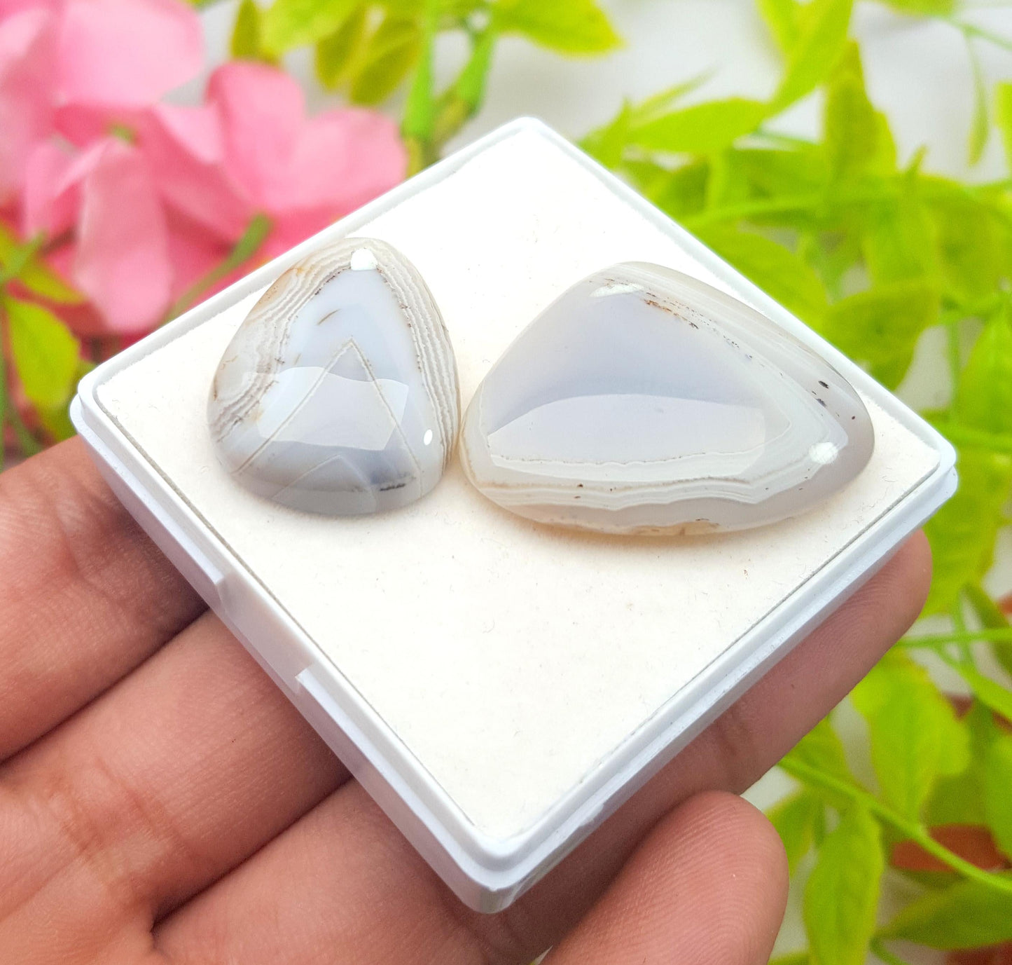 Agate, 100% Natural White Banded Agate, Fancy Huge Size Cabochon Gemstone Lot, 57.70 Carat, Size-31x25x6mm To 25x19x6mm, For Jewelry Making,