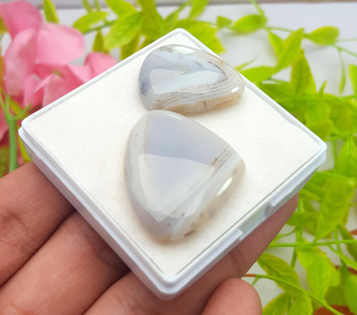 Agate, 100% Natural White Banded Agate, Fancy Huge Size Cabochon Gemstone Lot, 57.70 Carat, Size-31x25x6mm To 25x19x6mm, For Jewelry Making,