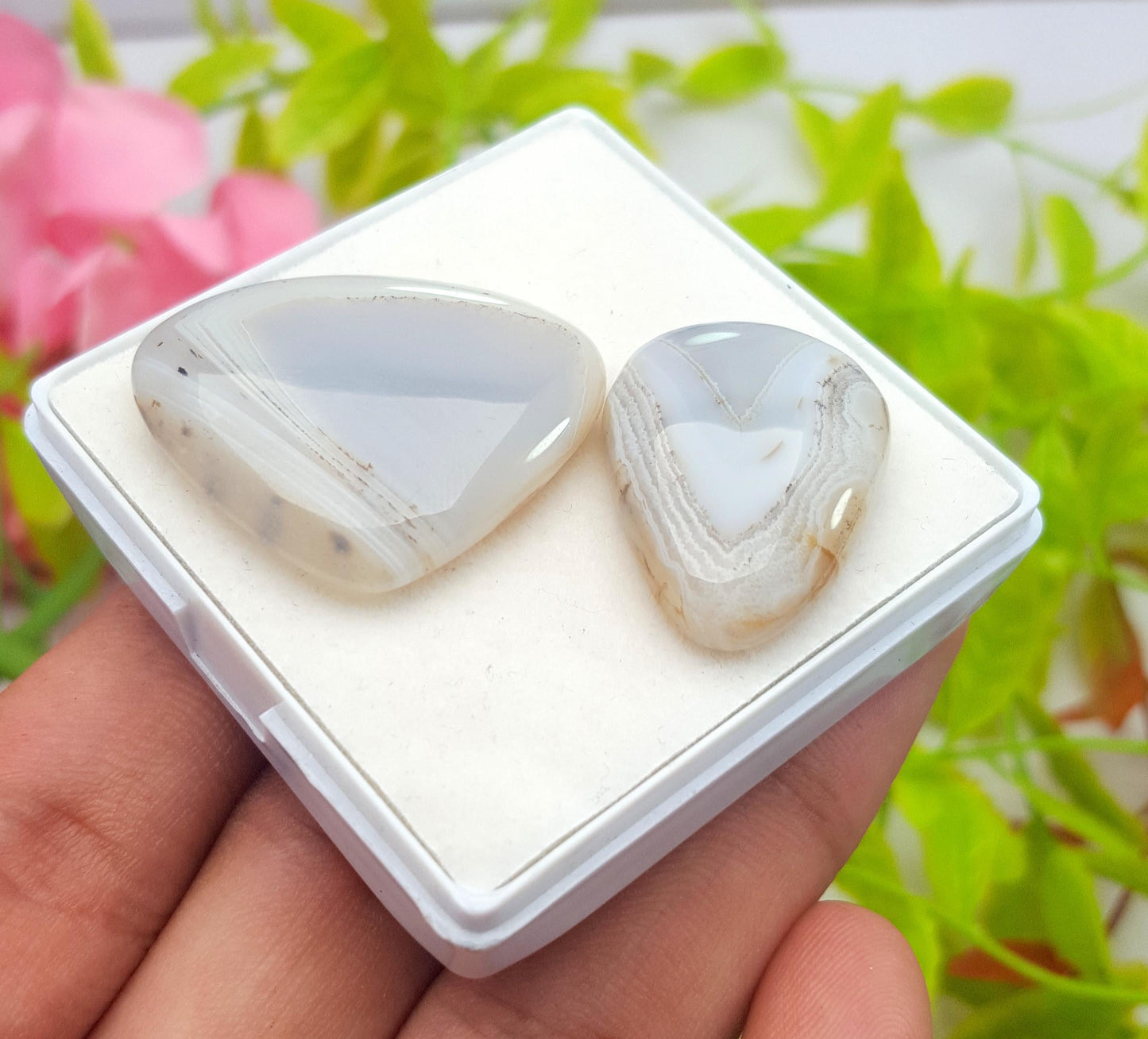 Agate, 100% Natural White Banded Agate, Fancy Huge Size Cabochon Gemstone Lot, 57.70 Carat, Size-31x25x6mm To 25x19x6mm, For Jewelry Making,