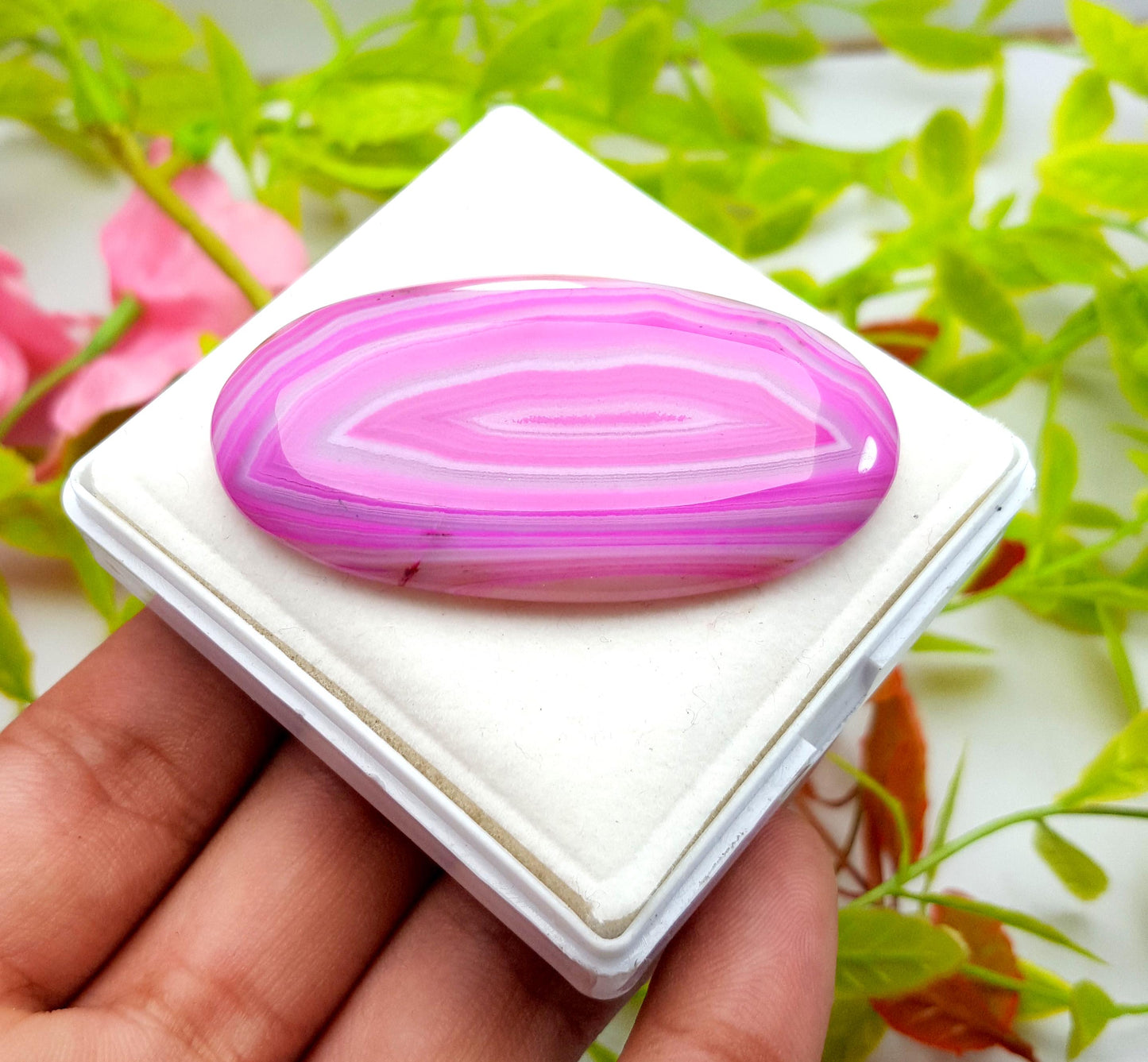 Agate, 100% Natural Pink Banded Agate, Oval Huge Size Cabochon Loose Gemstone, 105.00 Carat, Size-57x31x7mm, For Jewelry Making,