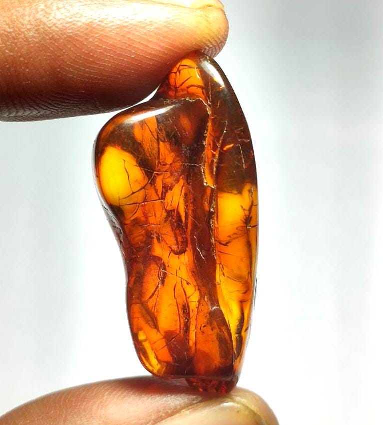 Amber, 100% Natural Baltic Amber, Welo Polish Rough Amber Gemstone, 22.00,Carat, Size-39x19x12mm, For Home Decor,