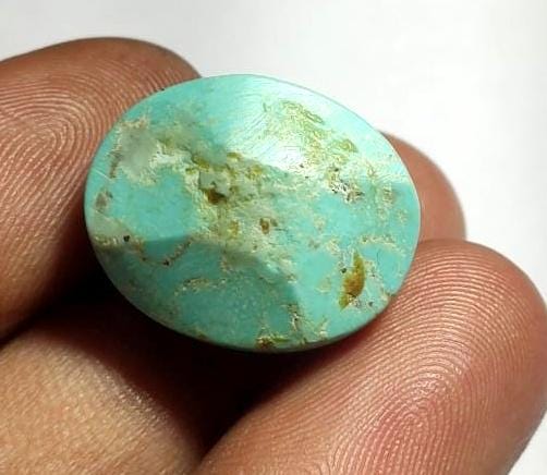 Top Grade & 100% Natural Arizona Turquoise, Oval Smoothies Cabochon Loose Gemstone, 19.65 Carat, Size-16x19.5x10.5mm, For Jewelry Making,