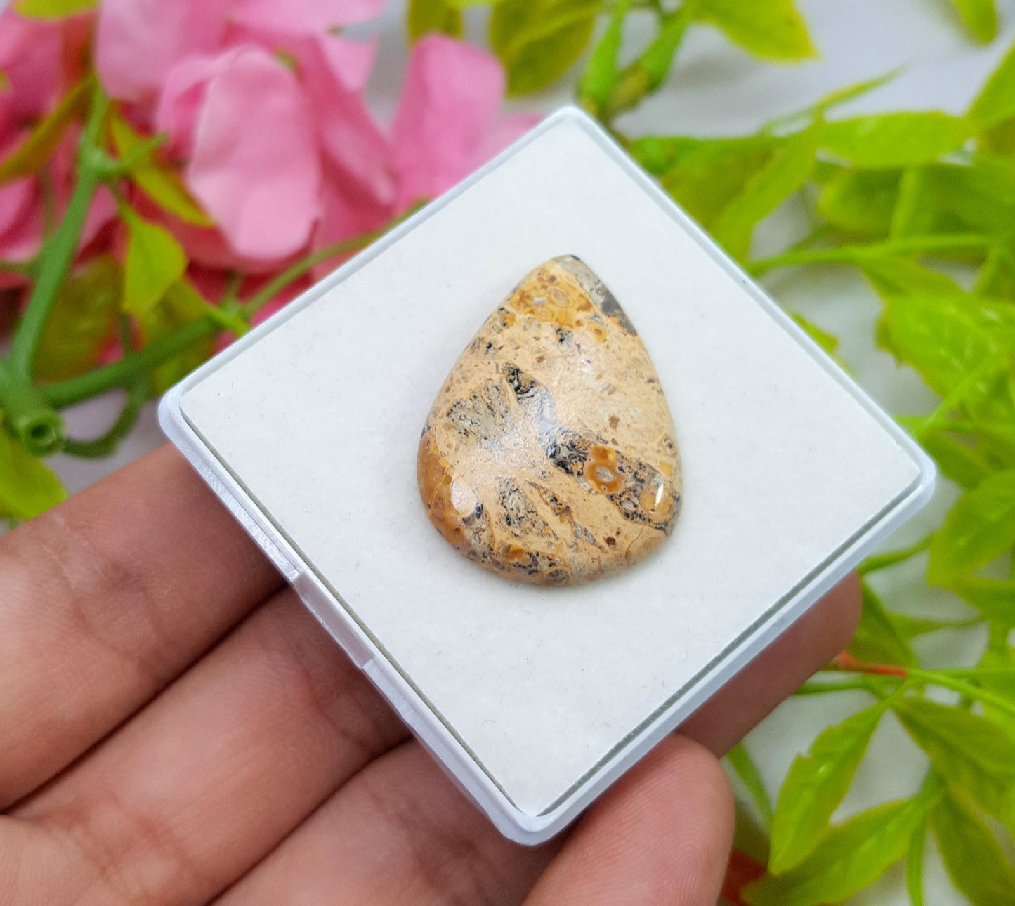 Jasper, Natural Picture Jasper, Pear Smooth Cabochon Loose Gemstone, 35.10 Carat, Size-31x23x5mm, For Jewelry Making,