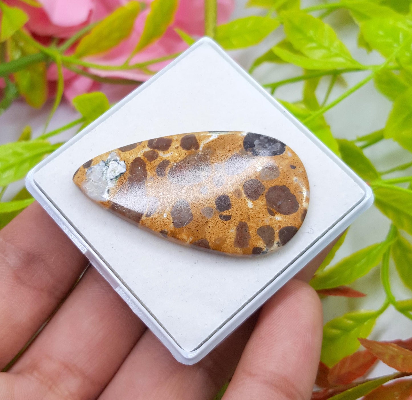 Jasper, Natural Picture Jasper, Pear Smooth Cabochon Loose  Gemstone, 44.30 Carat, Size-46x25x4mm, For Jewelry Making,