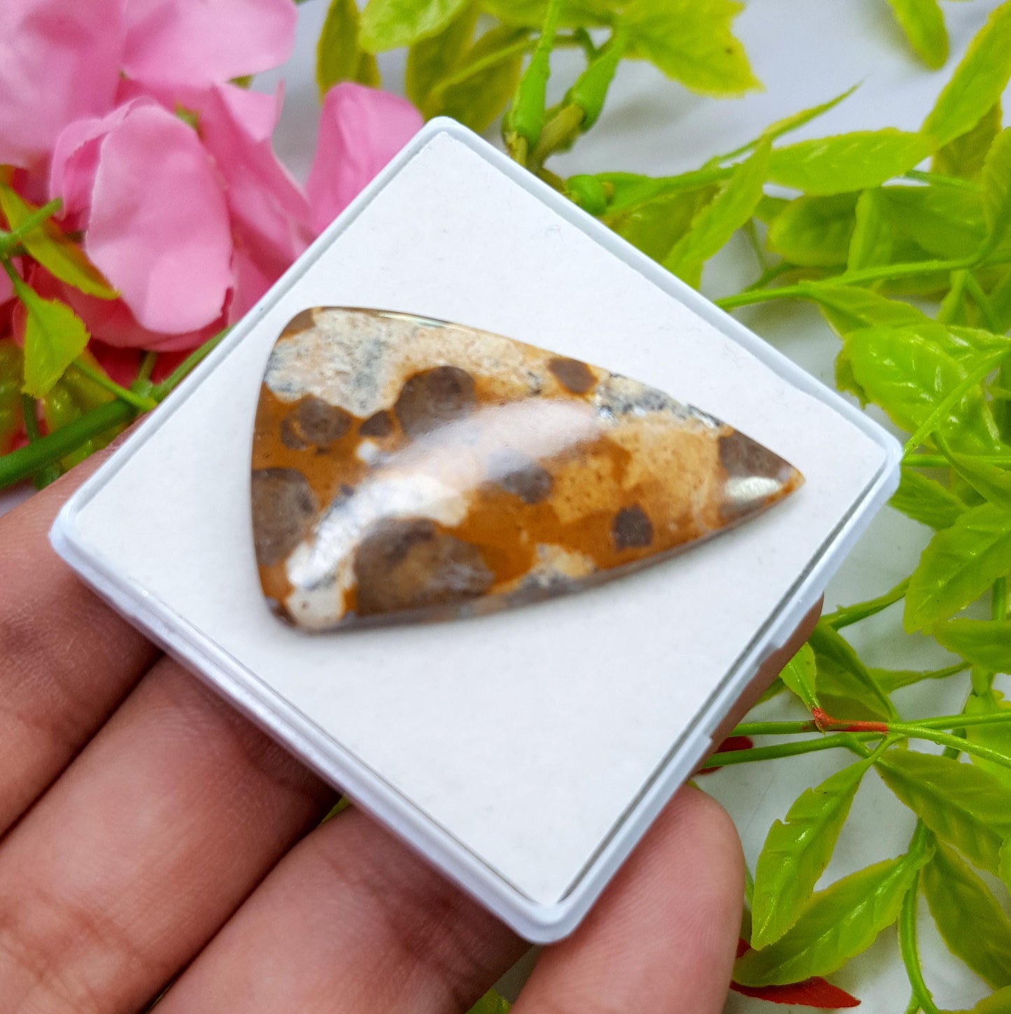 Jasper, Natural Picture Jasper, Fancy Smooth Cabochon Loose Gemstone, 44.50 Carat, Size-43x26x5mm, For Jewelry Making,