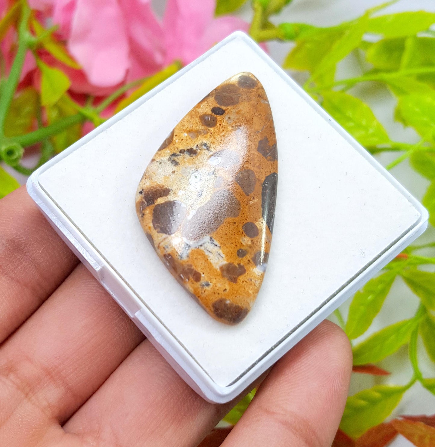 Jasper, Natural Picture Jasper, Fancy Smooth Cabochon Loose Gemstone, 42.40 Carat, Size-46x23x5mm, For Jewelry Making,