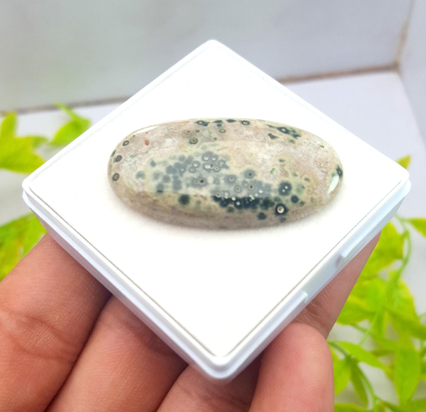 Jasper, Natural Ocean Jasper, Oval Smooth Cabochon Loose Gemstone, 39.90 Carat, Size-40x22x6mm, For Jewelry Making, PCS-1