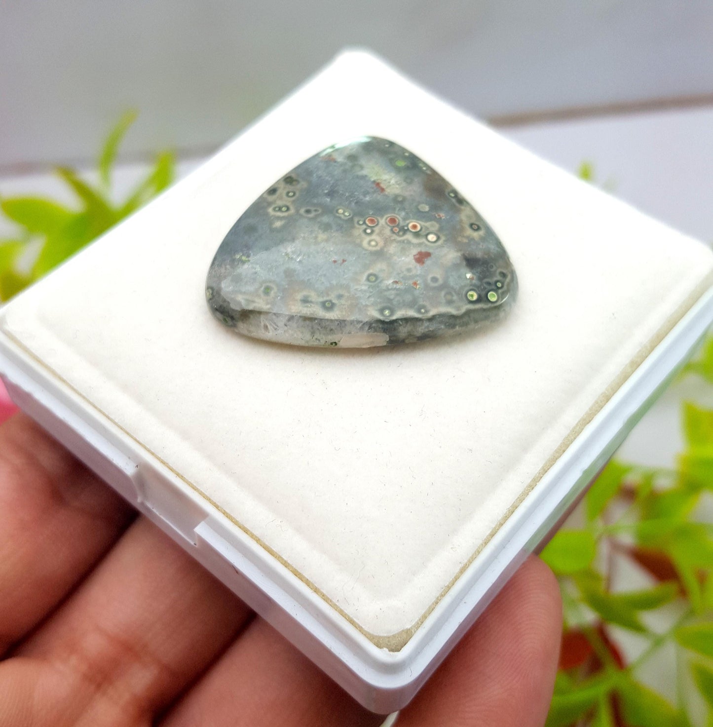 Jasper, Natural Ocean Jasper, Fancy  Smooth Cabochon Loose Gemstone, 38.10 Carat, Size-32x29x5mm, For Jewelry Making, PCS-1