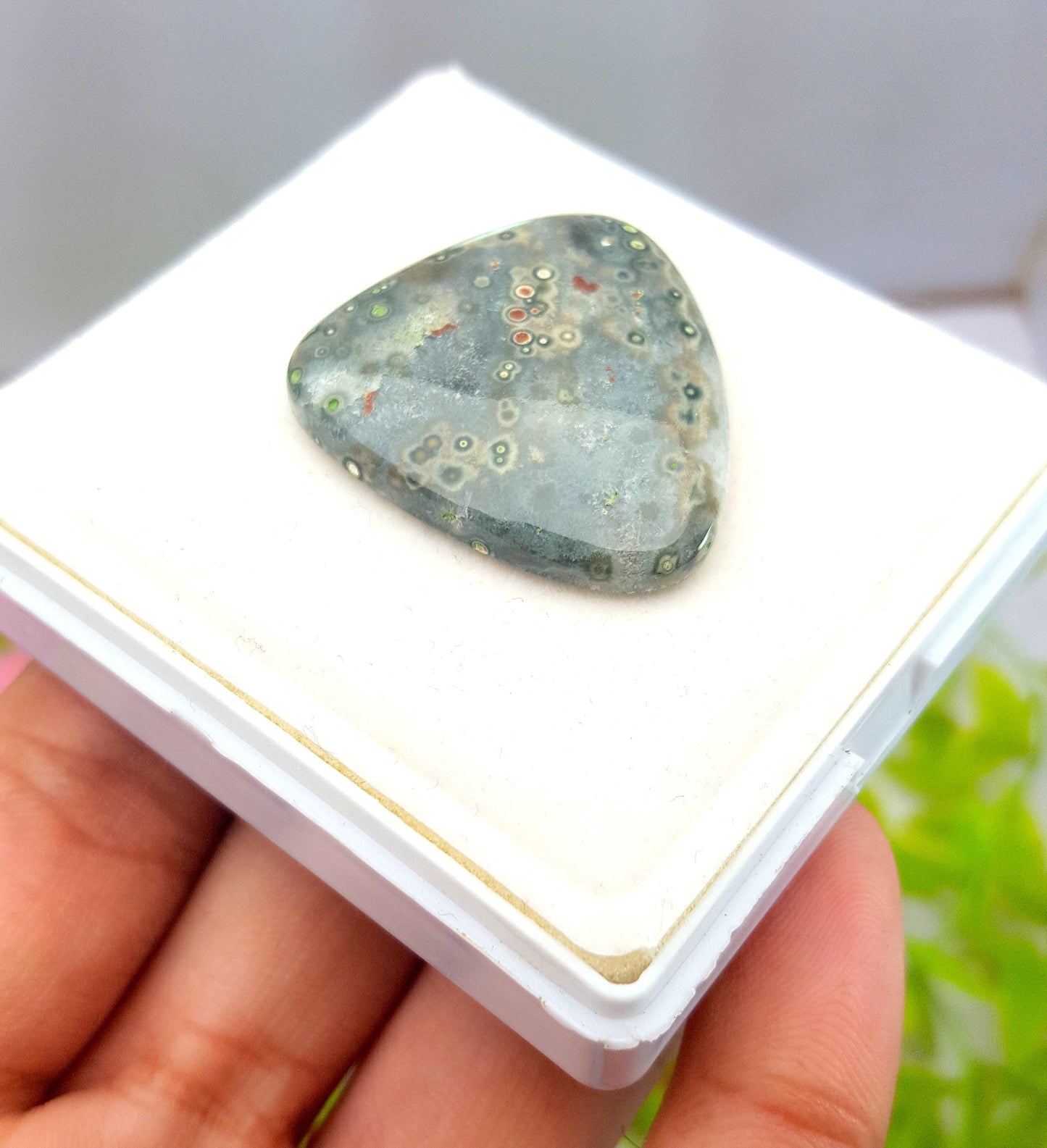 Jasper, Natural Ocean Jasper, Fancy  Smooth Cabochon Loose Gemstone, 38.10 Carat, Size-32x29x5mm, For Jewelry Making, PCS-1