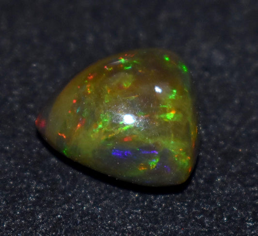 AAA++ Natural Black Opal, Ethiopian Welo Black Opal, Trillion Cabochon Loose Gemstone, 7.50 Carat, Size-15x14.5x8.5mm, For Jewelry Making