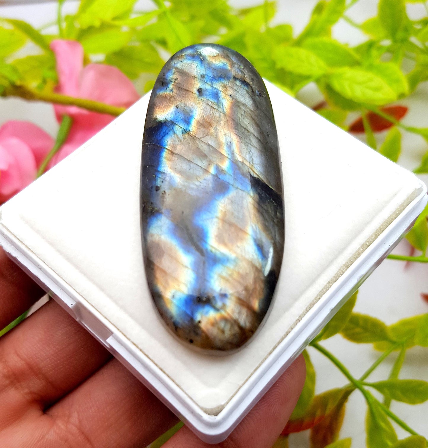 Labradorite, 100% Natural Multi Flashy Labradorite, Oval Smooth Cabochon Loose Gemstone, 141.00 Carat, Size-66x25x9mm, Gift For Her, PC-1