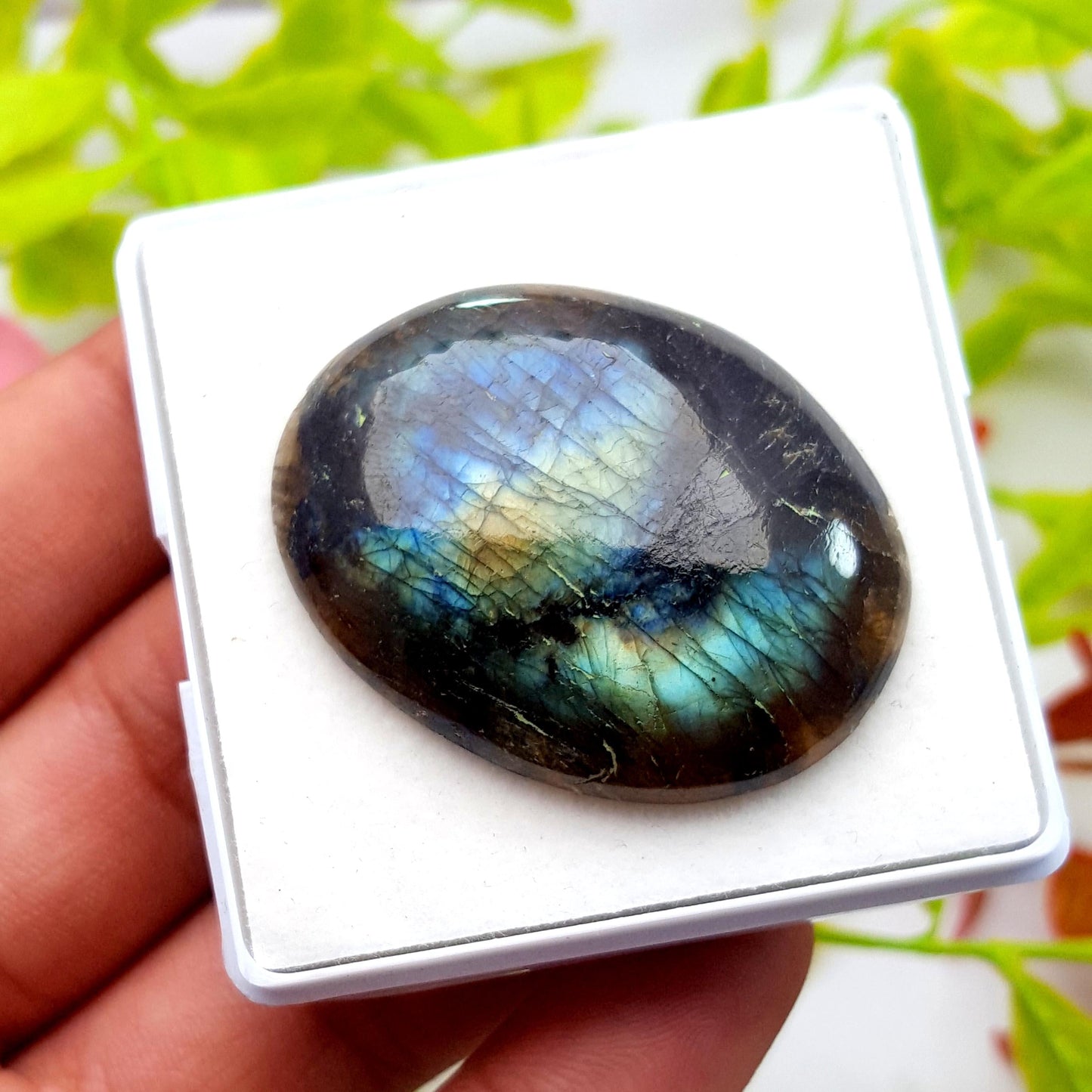 100% Natural Multi Labradorite, Oval Smooth Cabochon Loose Gemstone, 66.20 Carat, Size-39x30x7mm, Gift For Her, PC-1