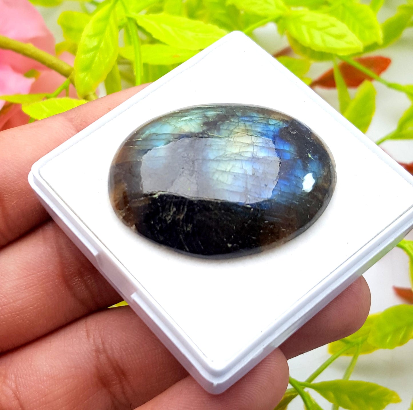 100% Natural Multi Labradorite, Oval Smooth Cabochon Loose Gemstone, 66.20 Carat, Size-39x30x7mm, Gift For Her, PC-1