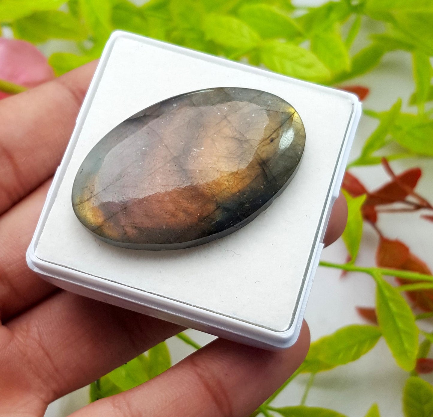 100% Natural Multi Labradorite, Oval Smooth Cabochon Loose Gemstone, 72.50 Carat, Size-34x27x7mm, Gift For Her, PC-1