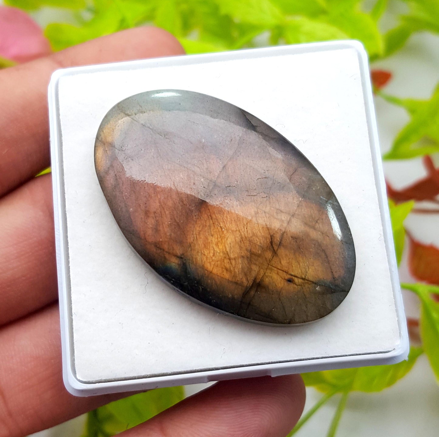 100% Natural Multi Labradorite, Oval Smooth Cabochon Loose Gemstone, 72.50 Carat, Size-34x27x7mm, Gift For Her, PC-1