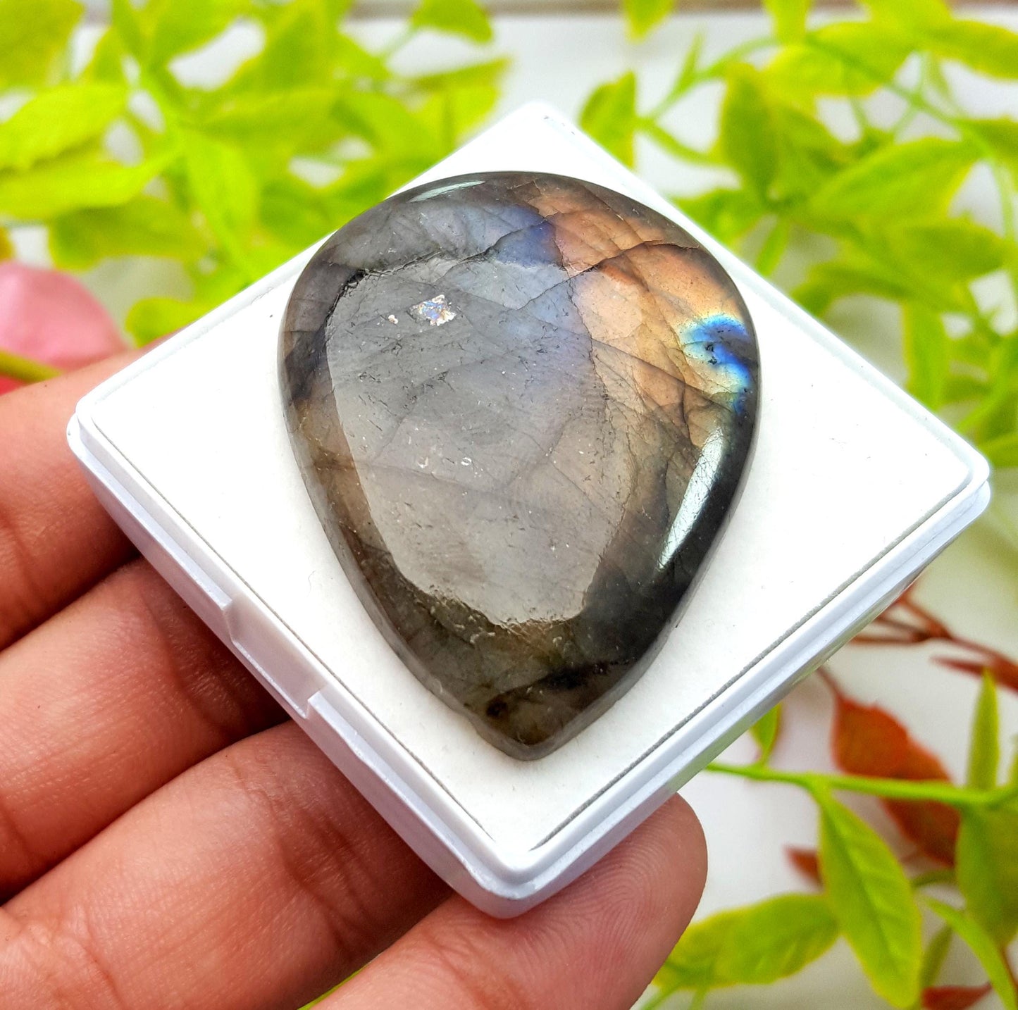 Labradorite, 100% Natural Multi Labradorite, Pear Smooth Cabochon Loose Gemstone, 113.30 Carat, Size-49x36x8mm, Gift For Her, PC-1