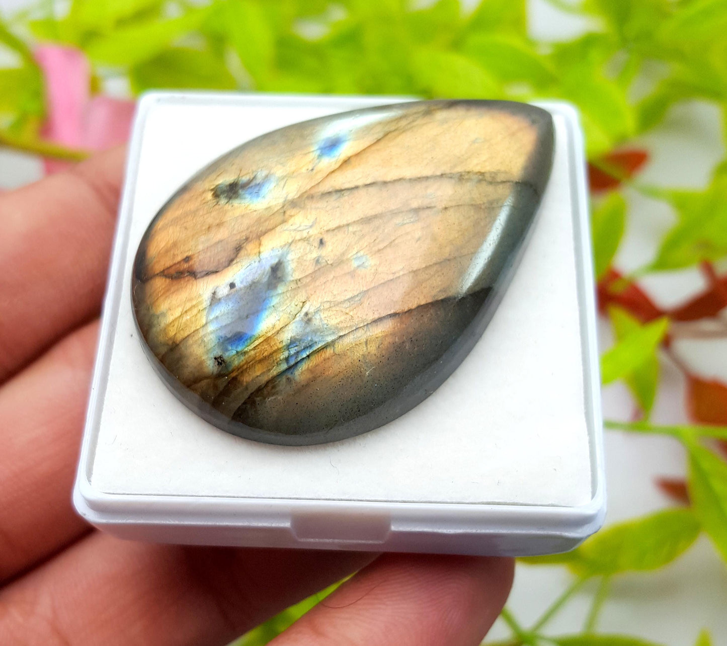 100% Natural Multi Labradorite, Pear Smooth Cabochon Loose Gemstone, 118.50 Carat, Size-51x31x9mm, Gift For Her, PC-1