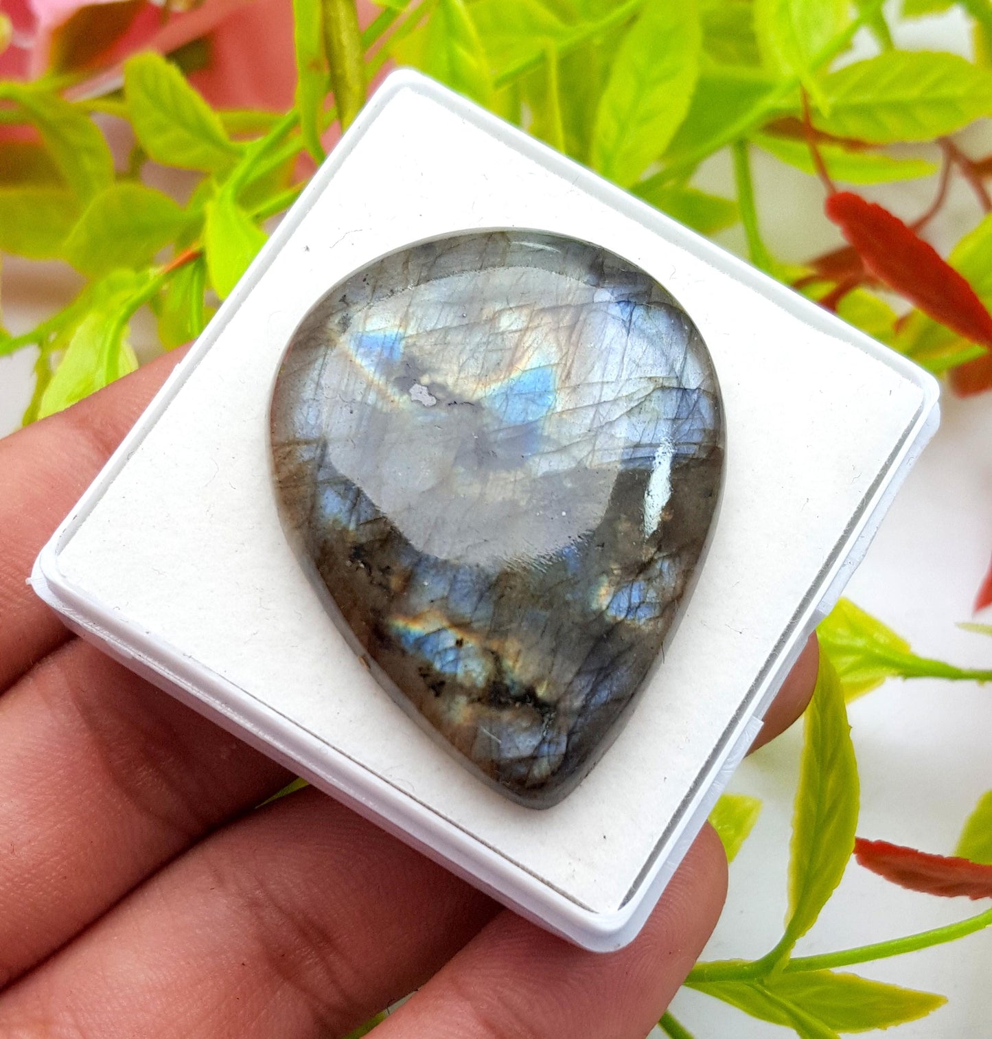 Labradorite, 100% Natural Multi Labradorite, Pear Smooth Cabochon Loose Gemstone, 83.10 Carat, Size-43x33x7mm, Gift For Her, PC-1