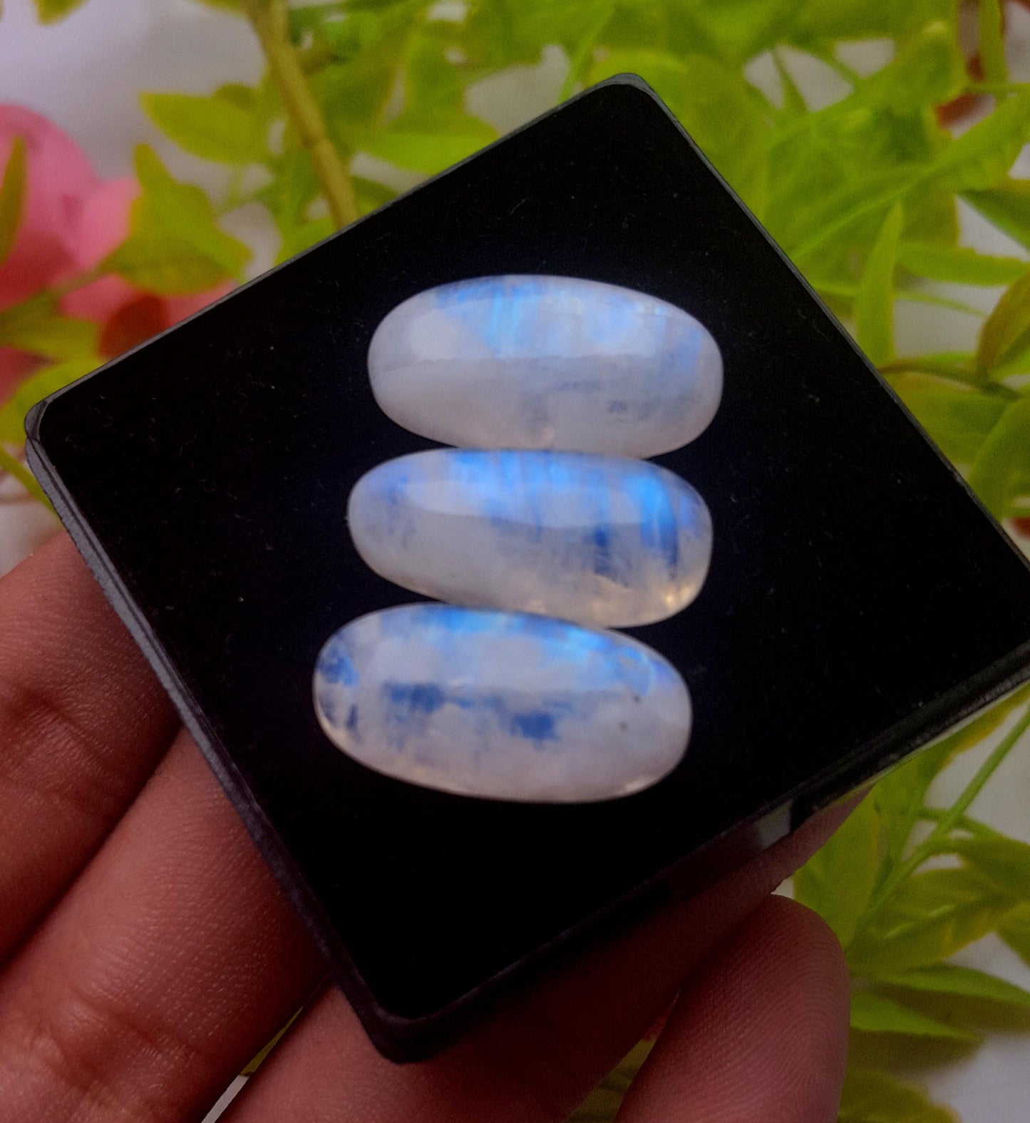 Moonstone, Natural Rainbow Moonstone, Oval Smooth Cabochon Gemstone Lot, 42.50 Carat, Size-23x11x6mm To 23x11x6mm, Gift For Her, PC-3