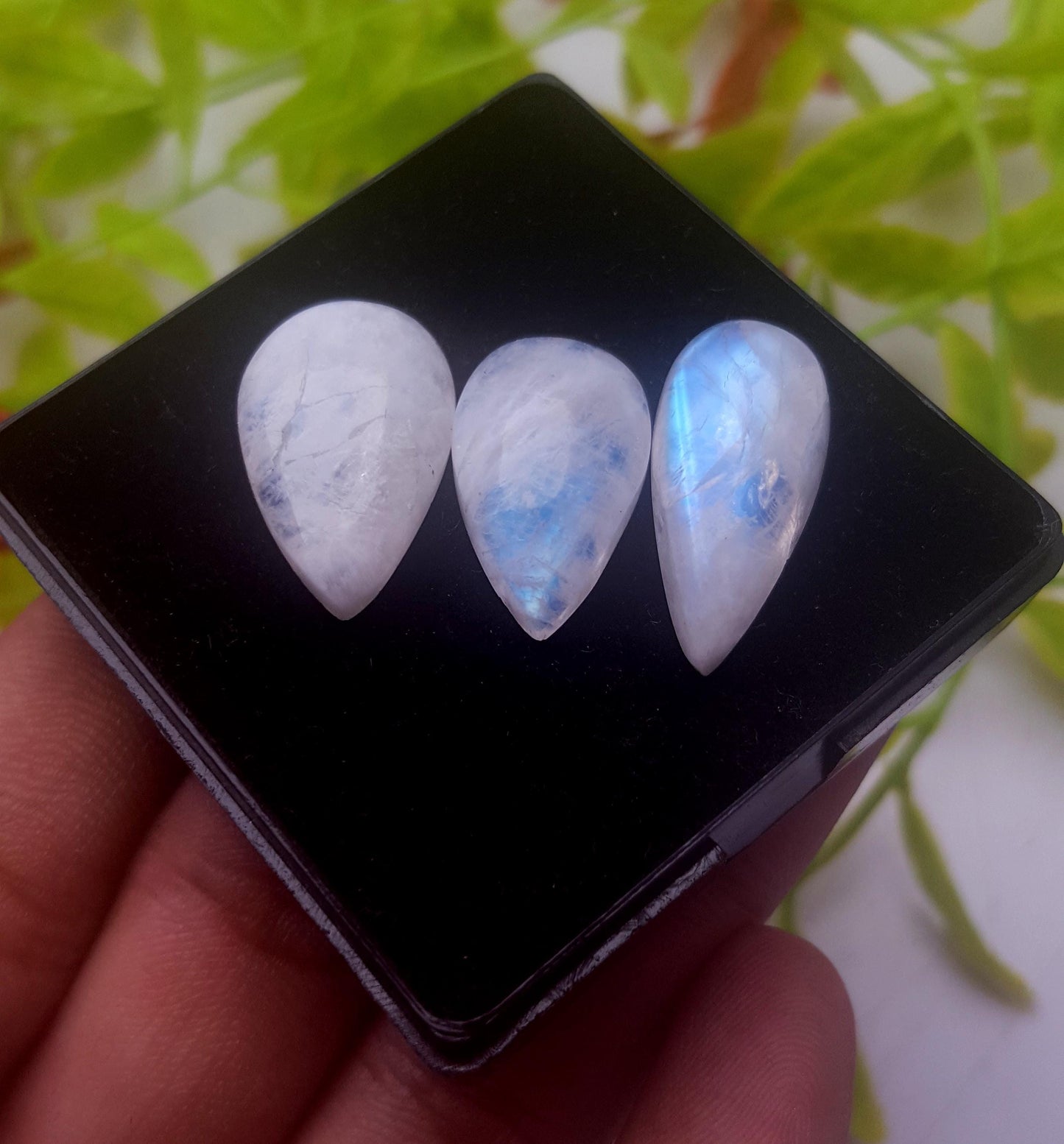 Moonstone, Natural Rainbow Moonstone, Pear Smooth Cabochon Gemstone Lot, 33.40 Carat, Size-23x10x6mm To 20x12x6mm, Gift For Her, PC-3