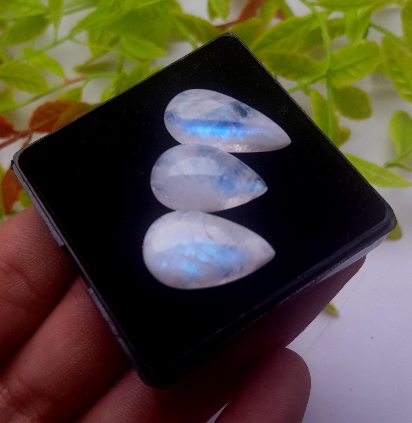 Moonstone, Natural Rainbow Moonstone, Pear Smooth Cabochon Gemstone Lot, 33.40 Carat, Size-23x10x6mm To 20x12x6mm, Gift For Her, PC-3