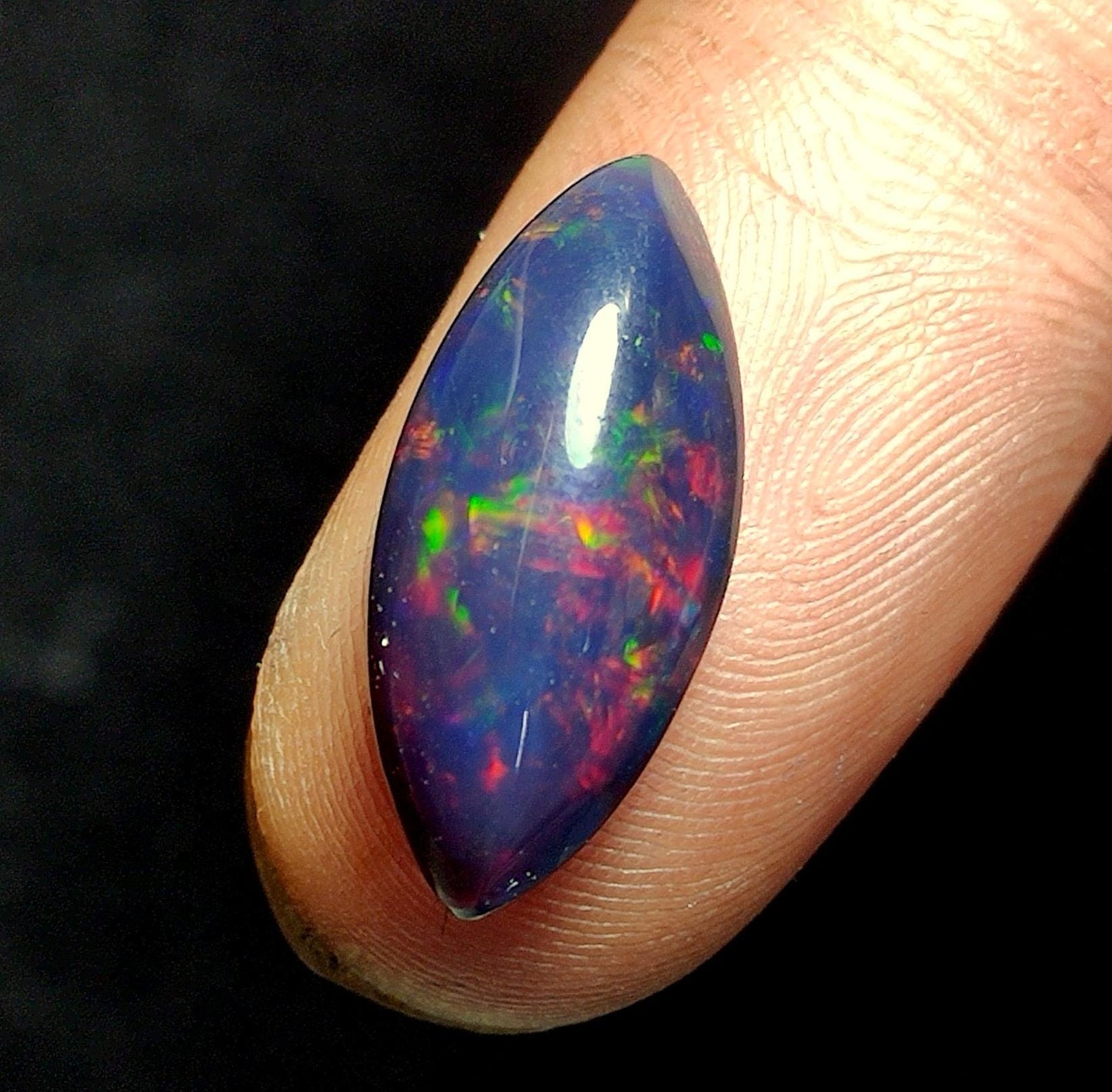 AAA++ Natural Black Opal, Ethiopian Welo Black Opal, Marquise Cabochon Loose Gemstone, 4.10 Carat, Size-20x9x6mm, For Jewelry Making