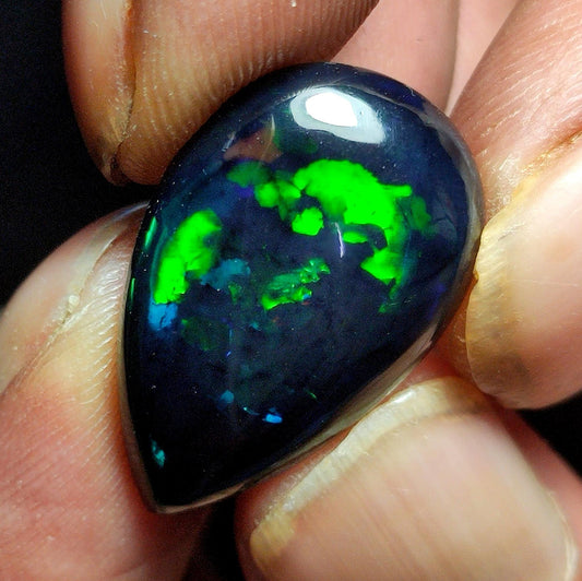 AAA++ Natural Black Opal, Ethiopian Opal Welo Black Opal, Pear Cabochon Loose Gemstone, 9.10 Carat, Size-25x15x5.5mm, For Jewelry Making,