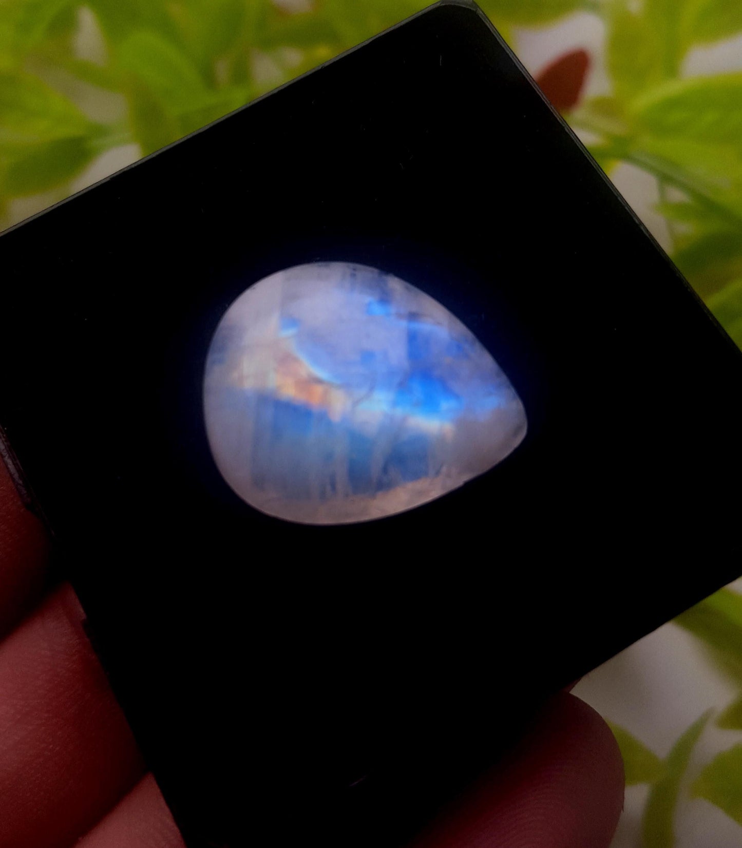 Moonstone, Natural Rainbow Moonstone, Pear Smooth Cabochon Loose Gemstone, 27.00 Carat, Size-23x18x8mm, Gift For Her,