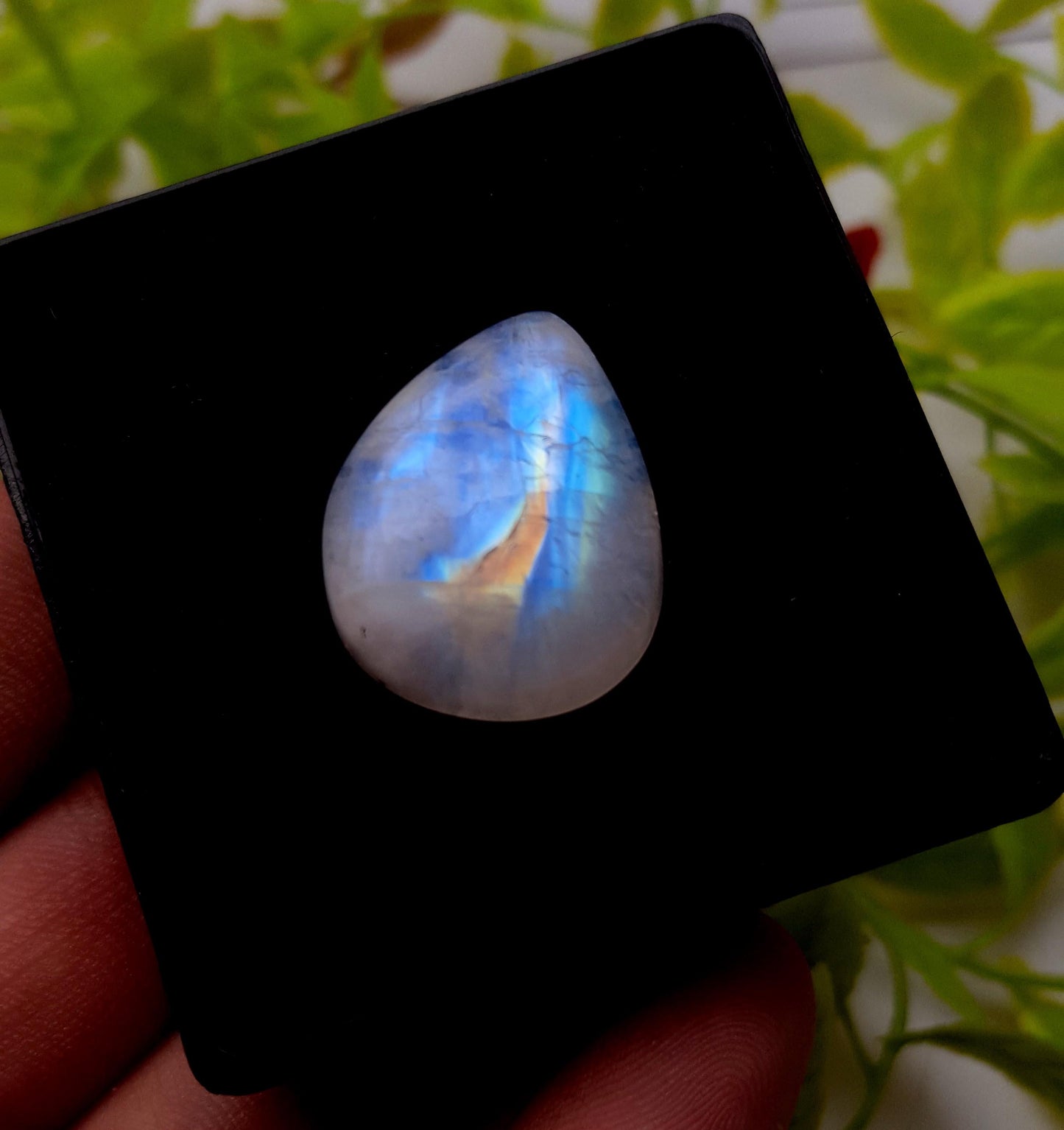 Moonstone, Natural Rainbow Moonstone, Pear Smooth Cabochon Loose Gemstone, 27.00 Carat, Size-23x18x8mm, Gift For Her,