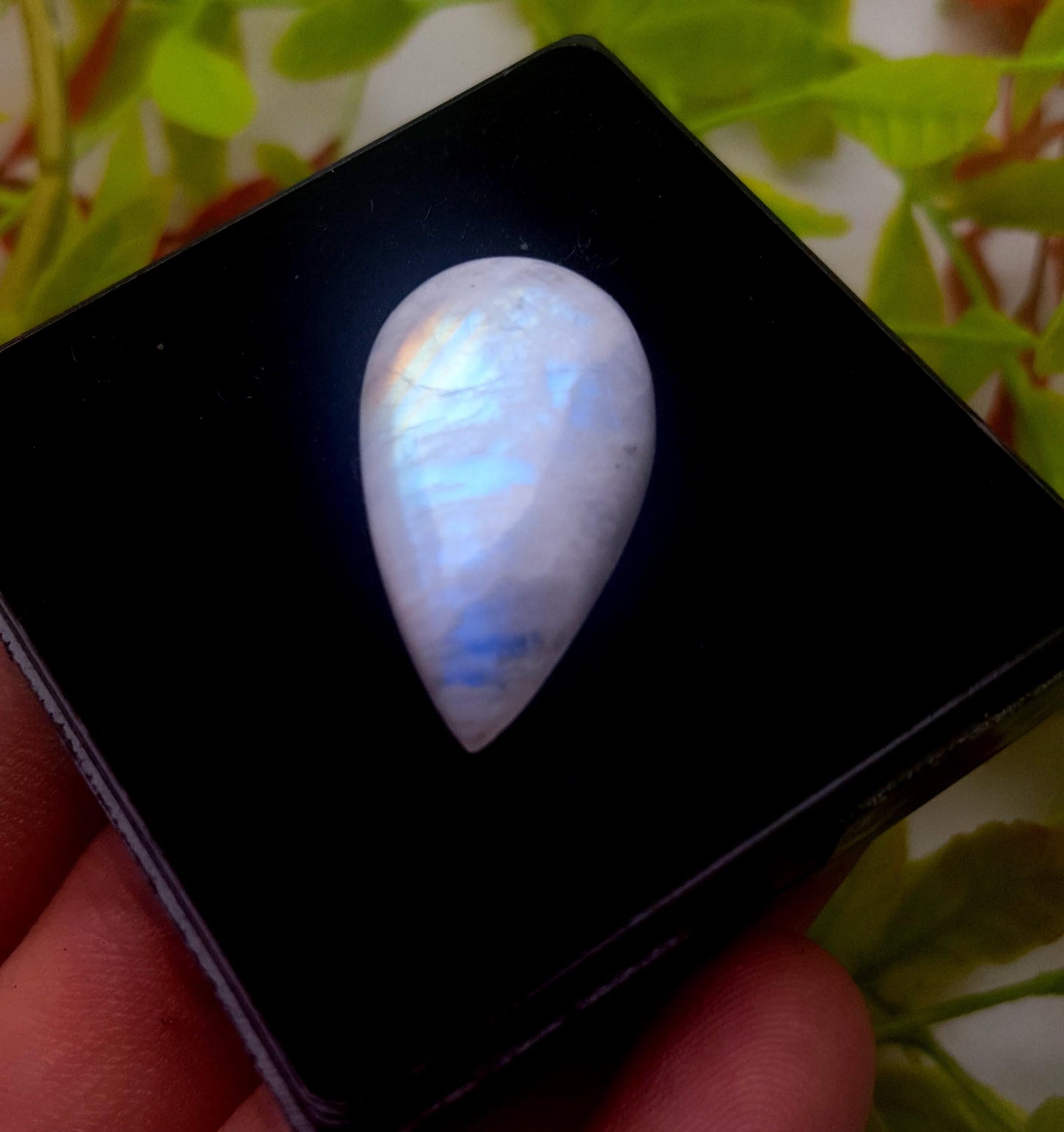 Moonstone, Natural Rainbow Moonstone, Pear Smooth Cabochon Loose Gemstone, 25.00 Carat, Size-27x16x7mm, Gift For Her,