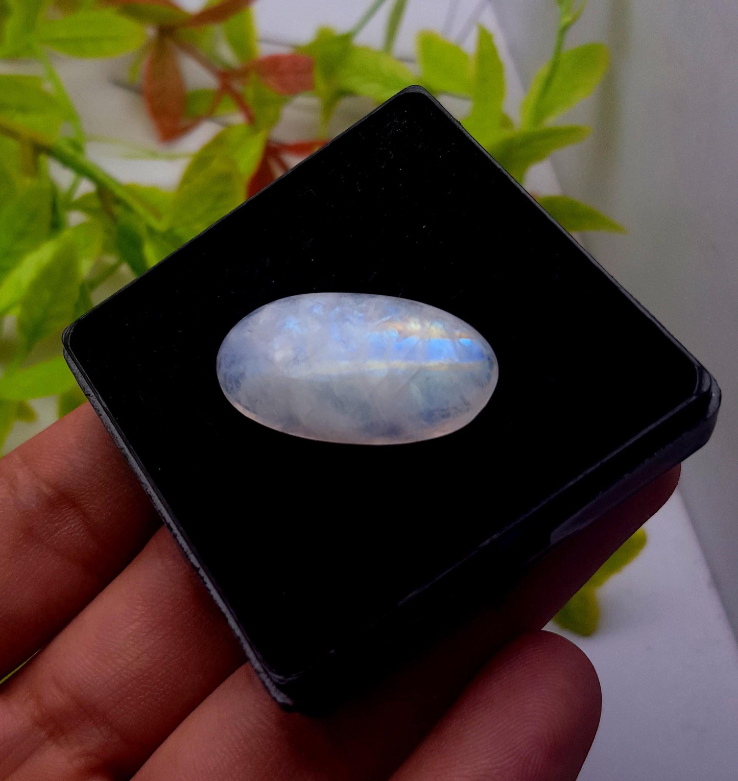 Moonstone, Natural Rainbow Moonstone, Oval Cabochon Loose Gemstone, 20.80 Carat, Size-29x16x5mm, Gift For Her, PC-1