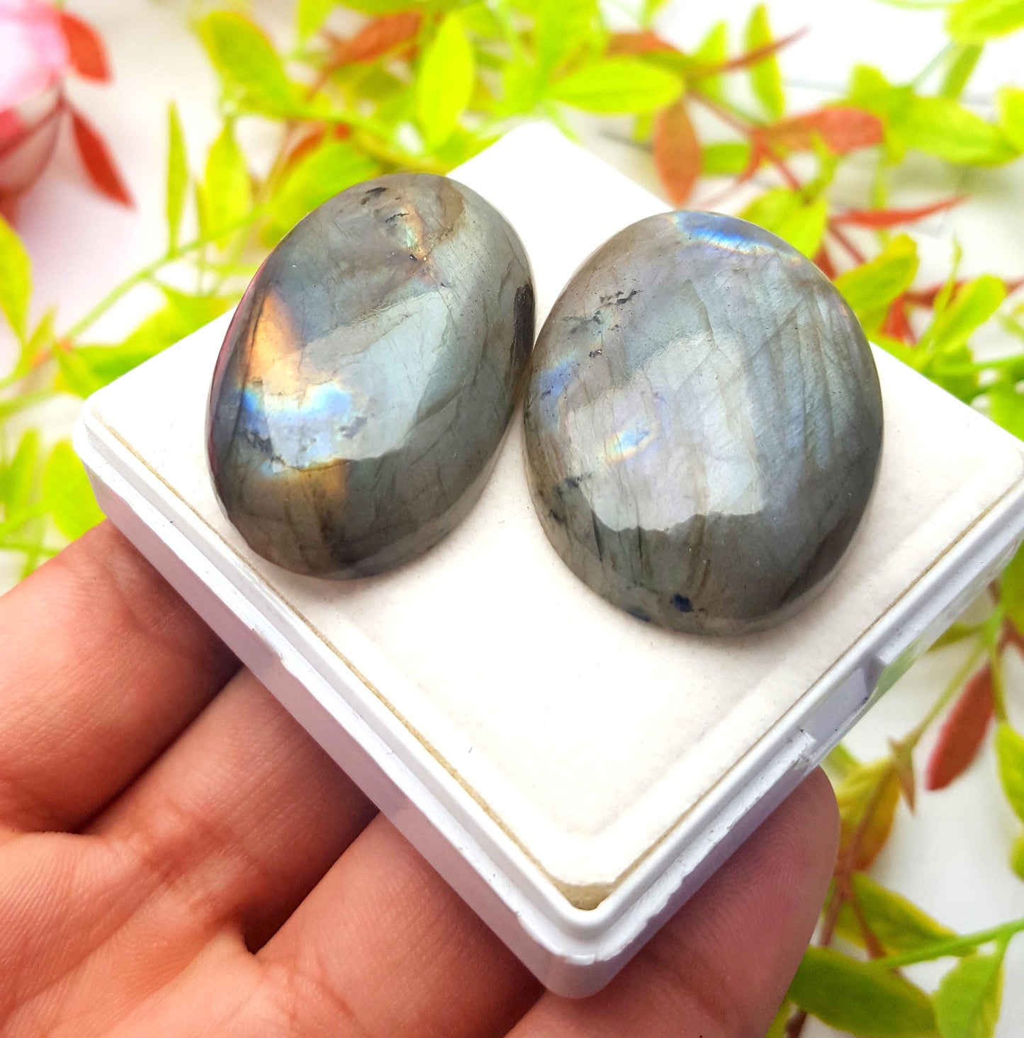 Natural Multi Flashy Labradorite, Oval Smooth Cabochon Gemstone Lot, 170.60 Ct, Size-43x25x9mm To 42x30x9mm, Gift For Her, PC-2