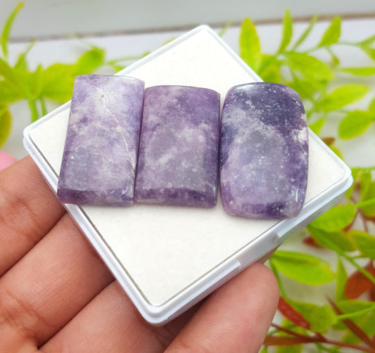 Natural Lepidolite, Octagon Cabochon Gemstone Lot, 84.80 Carat, Size-29x14x6mm To 27x16x5mm, Gift For Her, PC-3