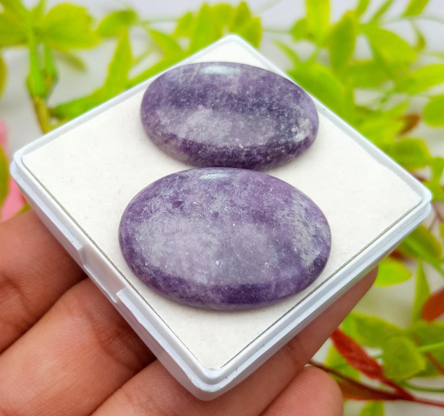 Natural Lepidolite, Oval Cabochon Gemstone Lot, 75.50 Carat, Size-32x24x5mm To 30x22x5mm, Gift For Her, PC-2