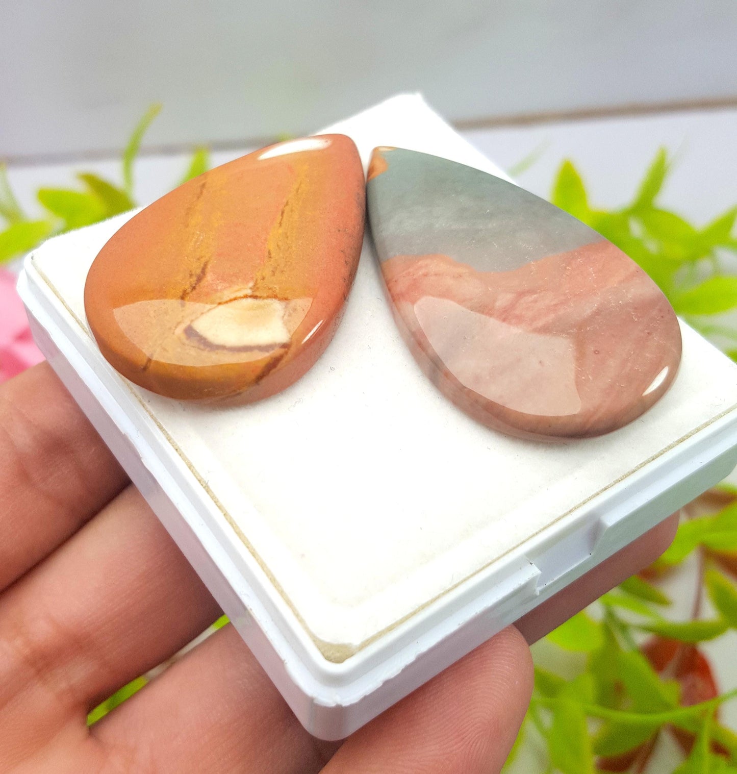 Jasper, Natural Mookaite Jasper, Pear Cabochon Gemstone Lot, 106.60 Carat, Size-42x25x6mm To 42x27x5mm, Gift For Her, PC-2