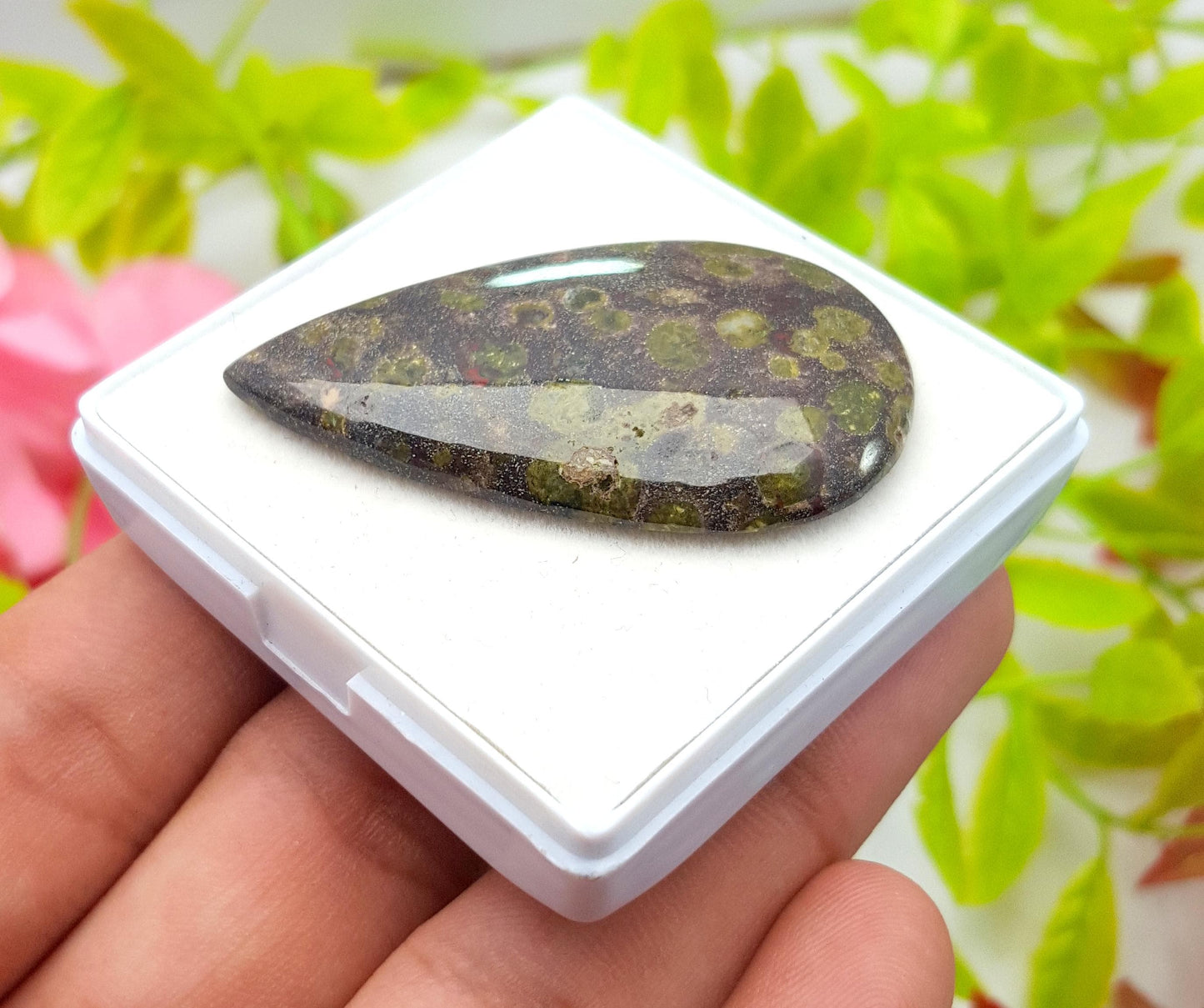 Natural Dragon Blood Jasper, Pear Shape Cabochon Loose Gemstone, 51.20 Carat, Size-46x26x5mm, Gift For Her, PC-1