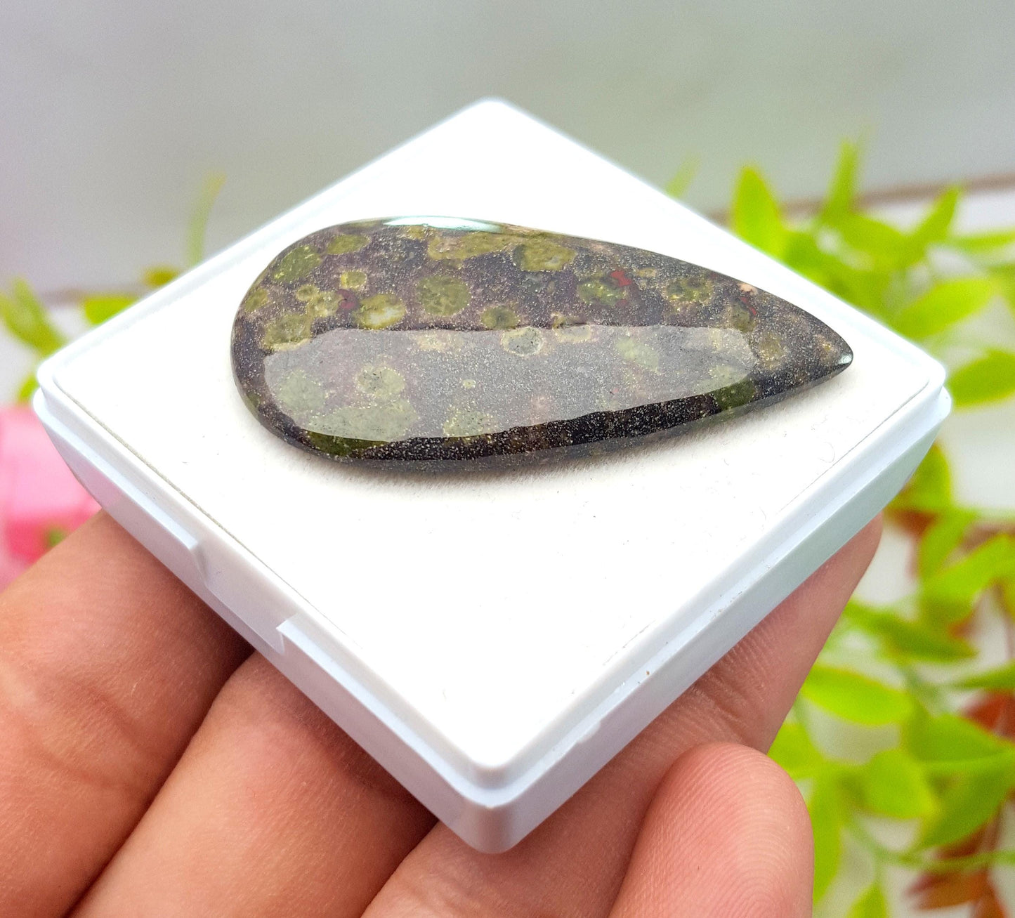 Natural Dragon Blood Jasper, Pear Shape Cabochon Loose Gemstone, 46.70 Carat, Size-38x23x5mm, Gift For Her, PC-1