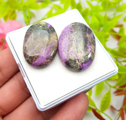 Rare & Natural Purpurite, Oval Shape Cabochon Gemstone Lot, 67.85 Carat, Size-31x22x6mm To 29x20x7mm, Gift For Her, PC-2